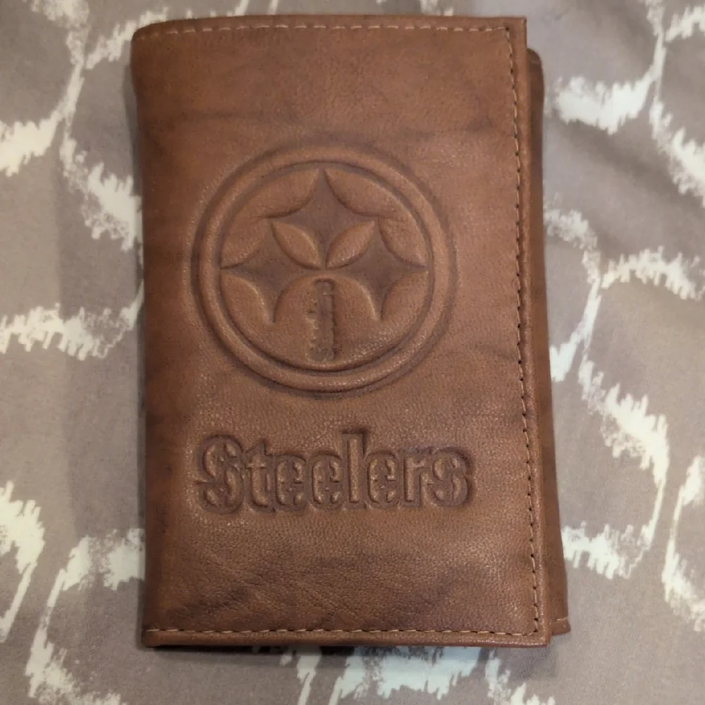 Steelers Embossed Brown Trifold Wallet